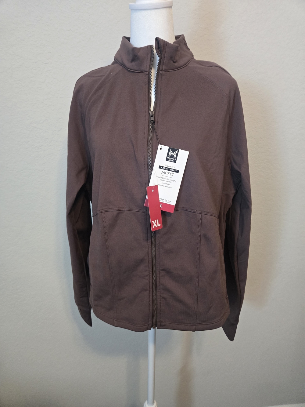 Women's Brown Full-Zip Jacket Hoodie - XL